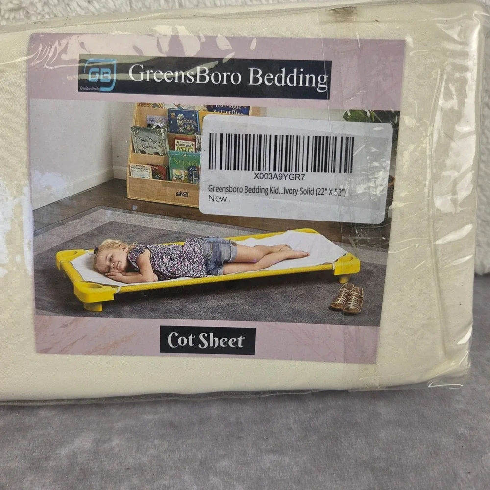 GreensBoro Bedding Kid Cot Sheet 2 Pack Ivory Solid 22 x 52 Daycare Preschool